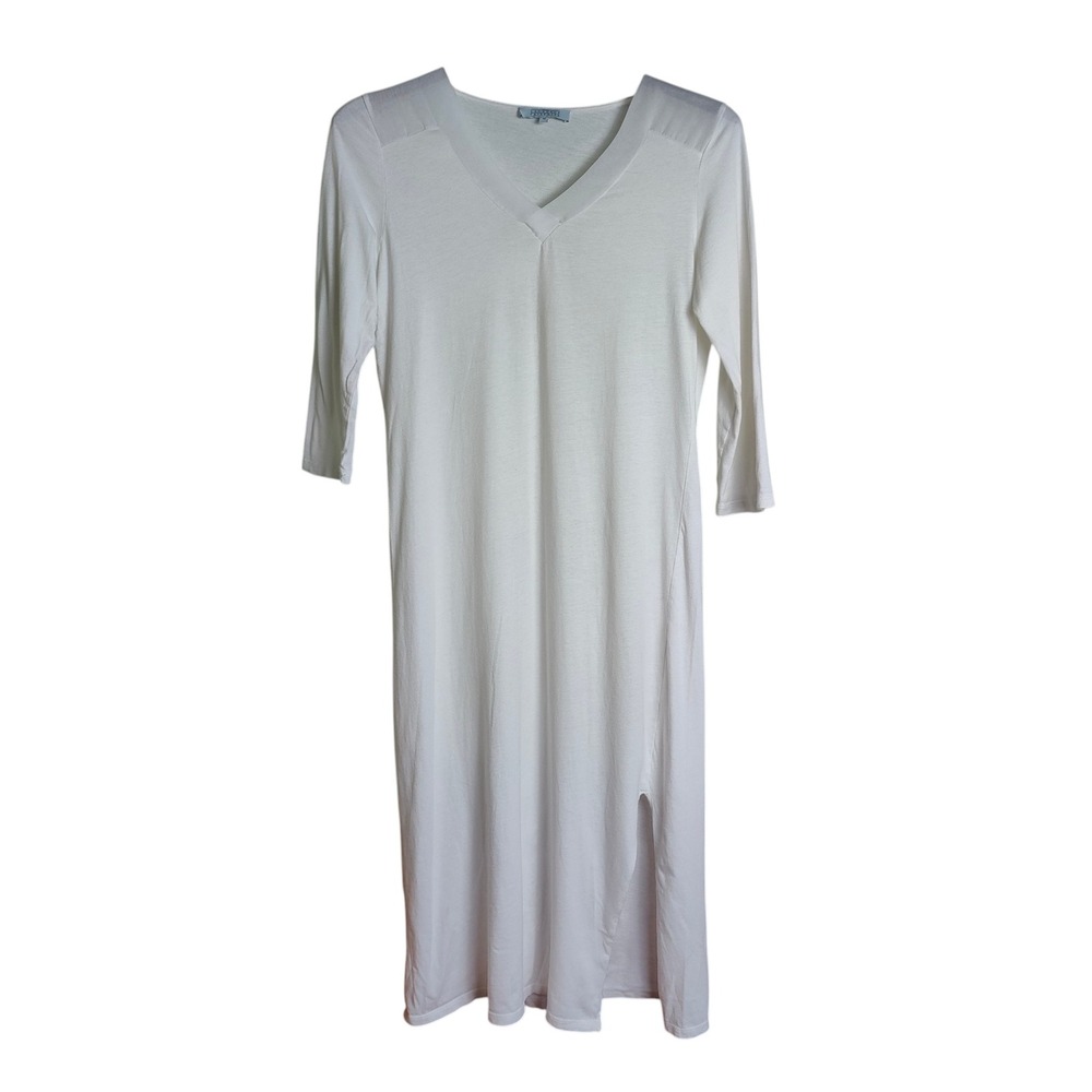 Laurence Tavernier Nightgown White Cotton Luxury Sleepwear Shift 3/4 Sleeve M